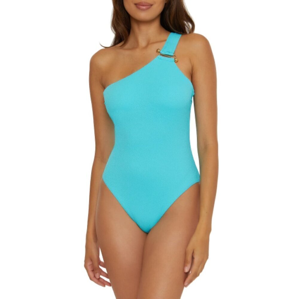 Trina Turk 'Coco' Textured One-Shoulder One-Piece Swimsuit, Blue Pearl